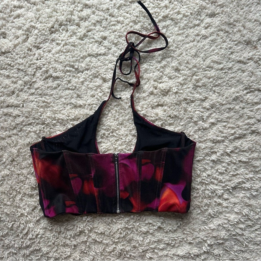 WHITE FOX RHYTHM OF THE NIGHT BUSTIER AND PANT SET IN PINK FLAME PRINT - Picture 9 of 15